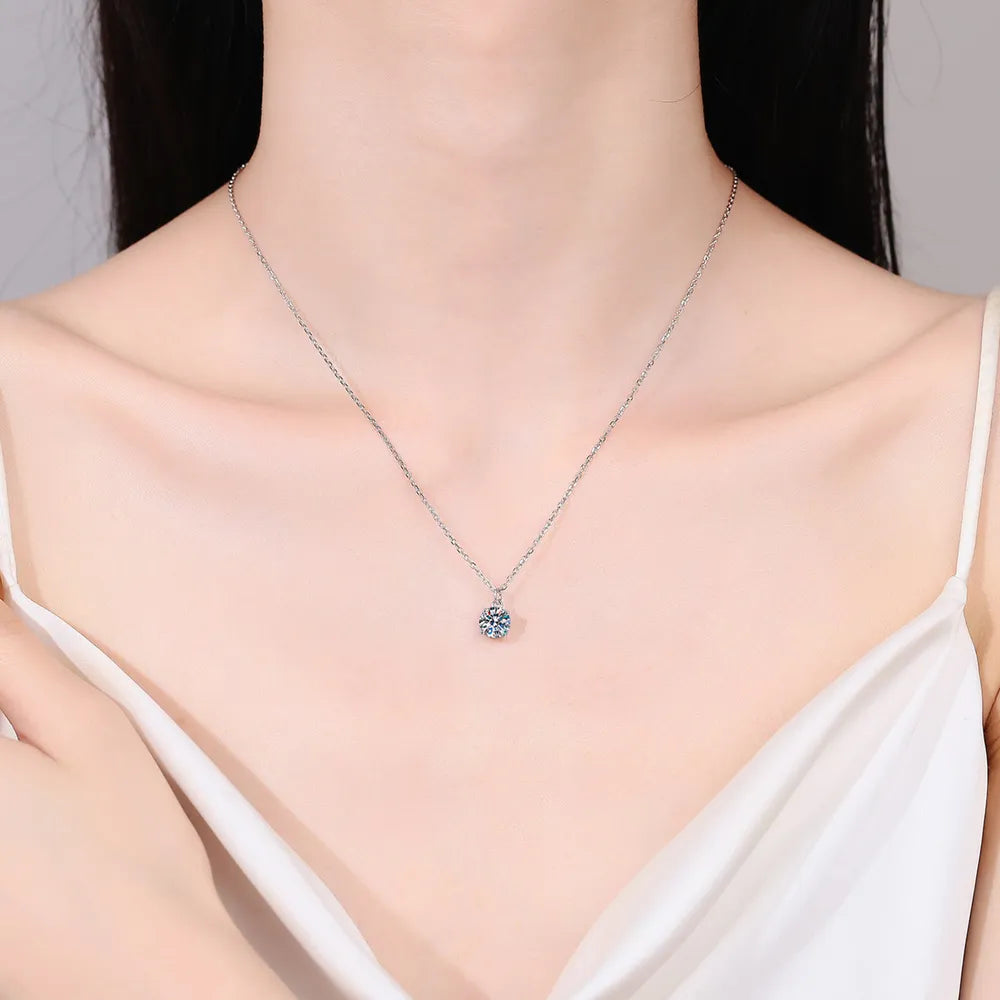 1 Carat Moissanite 925 Sterling Silver Necklace - Shine Diamond