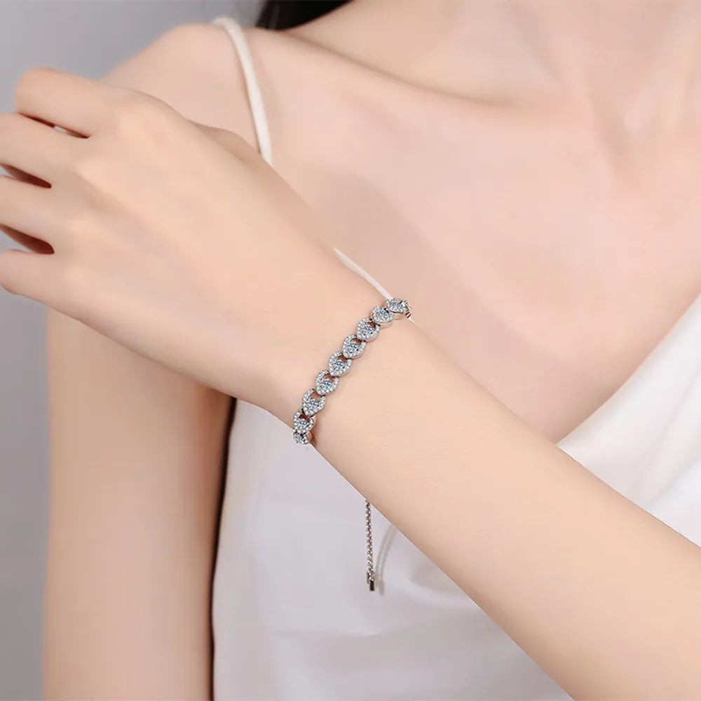 1 Carat Moissanite Sterling Silver Bracelet - Shine Diamond