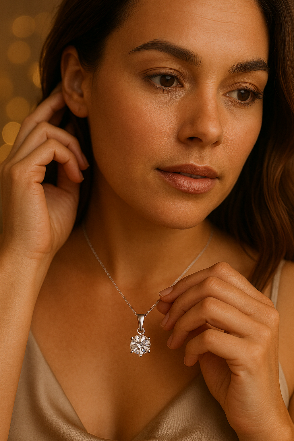 1 Carat Moissanite Necklace – 925 Sterling Silver |