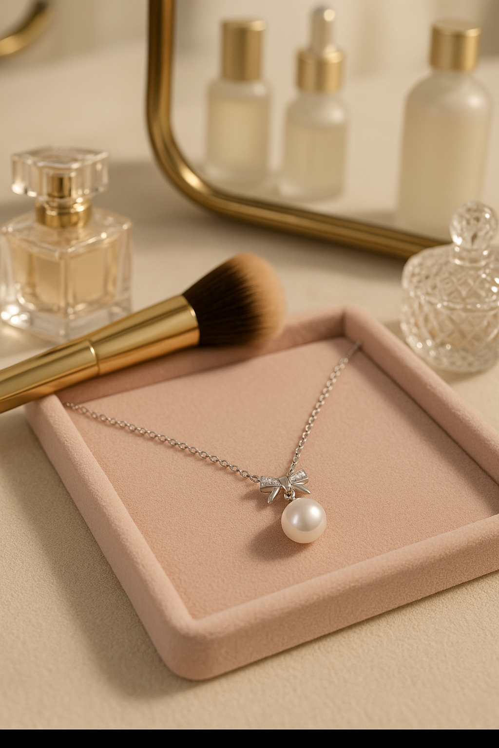pearl and moissanite pendant necklace in luxury gift box
elegant pearl necklace with moissanite accent
925 sterling silver pearl moissanite necklace gift for her