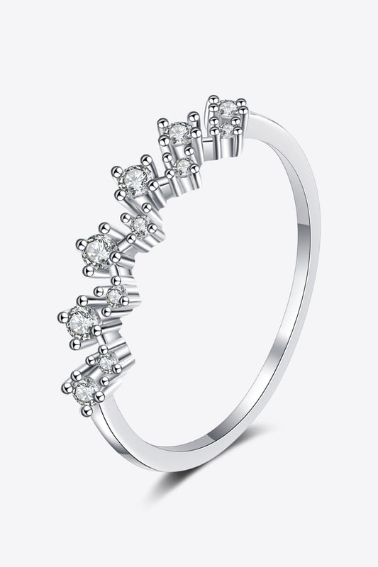 Moissanite Rhodium-Plated Half-Eternity Ring - Shine Diamond