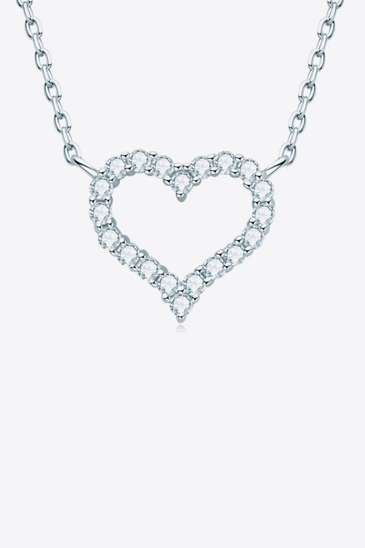 Adored Moissanite Platinum-Plated Heart Necklace Shine Diamond