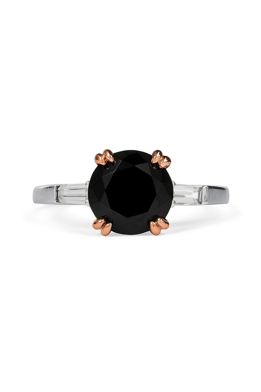 2 Carat Black Moissanite Platinum-Plated Ring