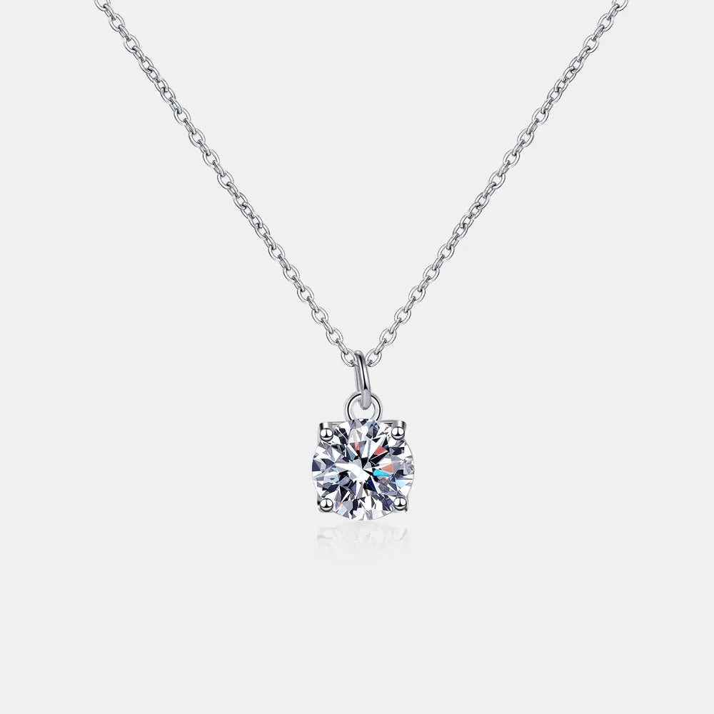 1 Carat Moissanite 925 Sterling Silver Necklace - Shine Diamond