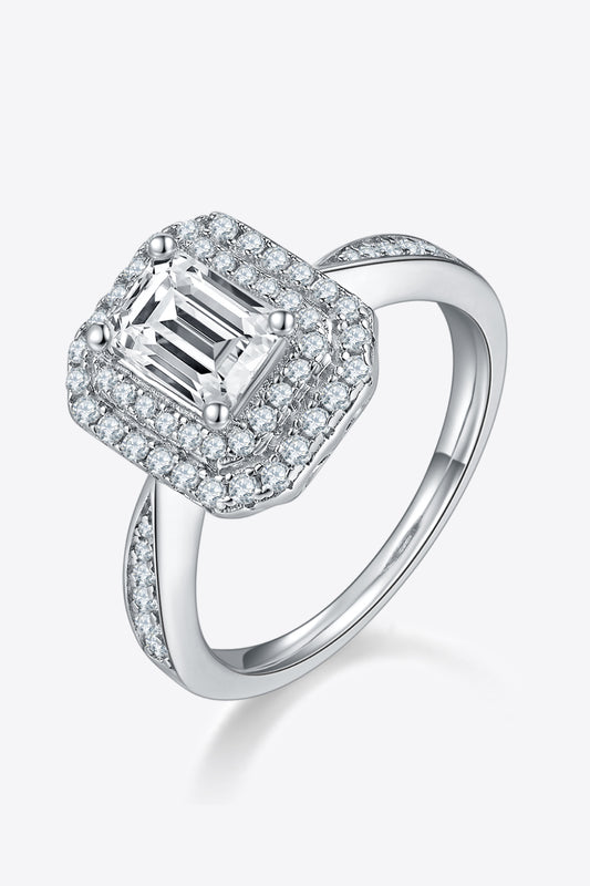 Adored 1 Carat Moissanite 925 Sterling Silver Side Stone Ring Shine Diamond