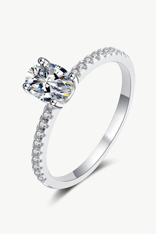 925 Sterling Silver Inlaid 1 Carat Moissanite Ring Shine Diamond